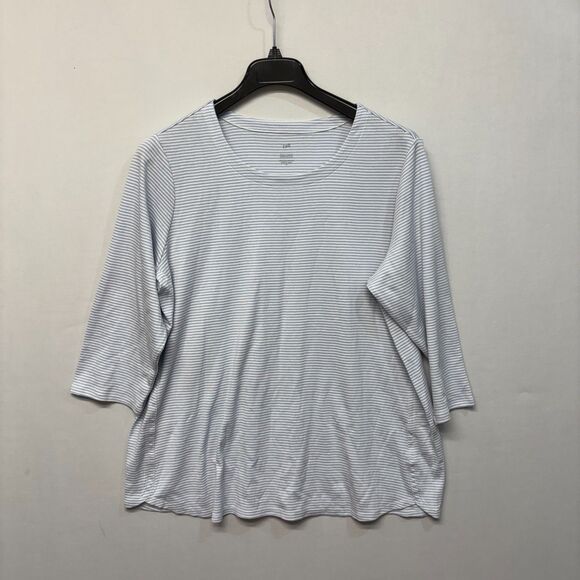 J. Jill 3/4 Sleeve Scoop Neck Tee T-Shirt Top 2X Stripes Pima Cotton C026 -30 - Picture 15 of 15